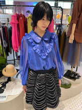 Load image into Gallery viewer, MABEL RUFFLE-BIB ROUND-COLLAR BLOUSE