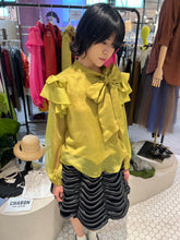 Load image into Gallery viewer, CLEO RUFFLE-SHOULDER TIE-NECK BLOUSE